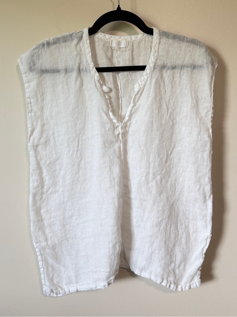 CP Shades 100% linen sustainably grown white breezy boxy fit tank top fits S-M